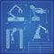 Robot arms blueprint machine industrial robotic vector