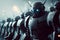 Robot army or group of cyborgs. 3d rendering robot army or group of cyborgs advanced robot soldiers