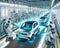 Robot Automobile Manufacturing Factory Humanoid Workers Assembly Production AI Generated