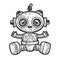 robot baby in diapers sketch raster illustration