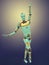 Robot ballet dancer, 3D illustration