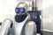 Robot barista, contactless service.Robotics. Technology trends in business. A futuristic concept