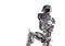 Robot baseball player in action, isolated. Cyborg robot artificial intelligence technology concept. 3D illustration