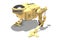 Robot. Biped robot. Robotics. Technologies of the future. 3D rendering of a yellow robot on a white background