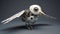 A robot bird with a mechanical body and wings. Generative AI image.