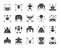 Robot black silhouette icons vector set