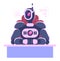 Robot boss controlling business processes semi flat vector illustration