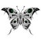 Robot butterfly in metal steampunk style. Cyborg insect on a white background