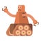 Robot with caterpillar track icon, cartoon style