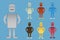 Robot character design collection. Set of different robot color