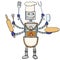 Robot chef drawing. Vector cartoon