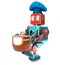 Robot Chef with saucepan. 3D illustration. Isolated. Contains cl