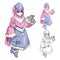 Robot Chef Woman with Welcoming Hands Cartoon Character