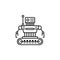 Robot, combat outline icon. Signs and symbols can be used for web, logo, mobile app, UI, UX