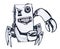 Robot crab, a cheerful robber. Cartoon character.