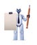 robot cyborg holding notepad and pencil robotic character artificial intelligence technology concept vertical