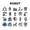 Robot Development And Industry Icons Set Vector