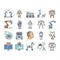 Robot Development And Industry Icons Set Vector