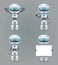 Robot different poses innovation technology science fiction future cute little 3d Icons set design vector illustration