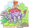 Robot dinosaur stegosaurus, funny illustration