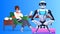 robot doctor with stethoscope consulting woman patient artificial intelligence technology medicine healthcare