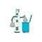 Robot doing housework - android taking out trash isolated on white background.