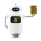 Robot with dollar golden coins