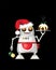 A robot dressed for Christmas and serving Christmas pudding. Isolated on black. EPS10 vector format