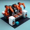 Robot Factory 3D Concept Automated Robot Arm Assembly Line.generative ai