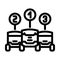 robot fleet autonomous delivery line icon vector illustration