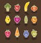 Robot fruit and vegetable icon characters