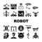 Robot Future Electronic Equipment Icons Set Vector