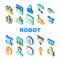 Robot Future Electronic Equipment Icons Set Vector