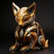 Robot Gold Fox: A Hyper-detailed Rendering Of A Mischievous Feline Motif