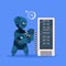 Robot Hacker On Blue Background Concept Modern Artificial Intelligence Technology