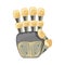 Robot hand. Mechanical technology machine engineering symbol. Hand gestures. Four number. Fourth. Futuristic design.