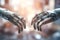 Robot hand working in an industrial factory, close-up. Humanoid Robot in Industrial, Generative AI