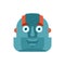Robot happy emoji. Cyborg merry emotions. Robotic man Joyful. Vector illustration