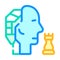 Robot head brain play chess color icon vector illustration