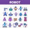 Robot High Technology Color Icons Set Vector