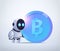 robot holding bitcoin crypto currency web money mining passive income earnings artificial intelligence concept