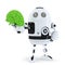 Robot holding green brain. Technology concept