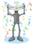 Robot holding Happy Birthday sign