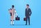 Robot and human businessmen holding briefcases robotic character vs man businesspeople standing together business
