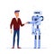 Robot and human shaking hands.