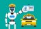 Robot humanoid driver taxi service