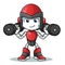 Robot humanoid exercise vector cartoon illustration