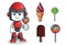 Robot humanoid ice cream mascot vector cartoon illustration