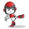 Robot humanoid kicking mascot vector cartoon illustration