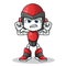 Robot humanoid muscle mascot vector cartoon illustration